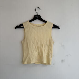 Reformation Sleeveless Ribbed Knit Tank Top in Cream